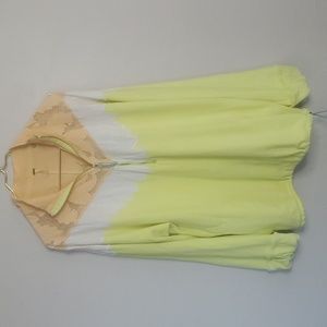 Free People Yellow Floral Detail Oversize Pullover Sweater Size Small